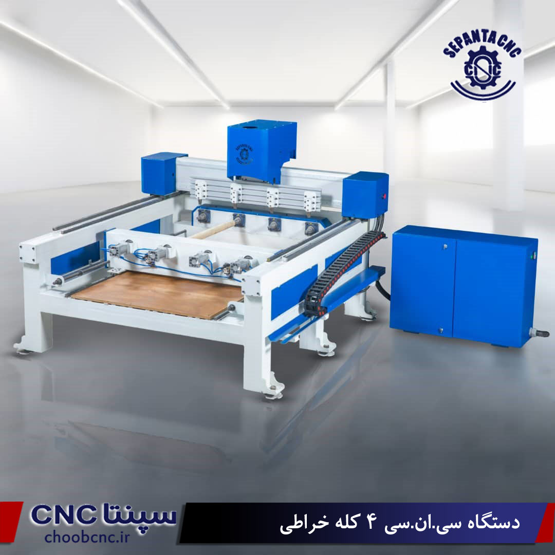 دستگاه cnc چوب- 4 کله تخت و روتاری